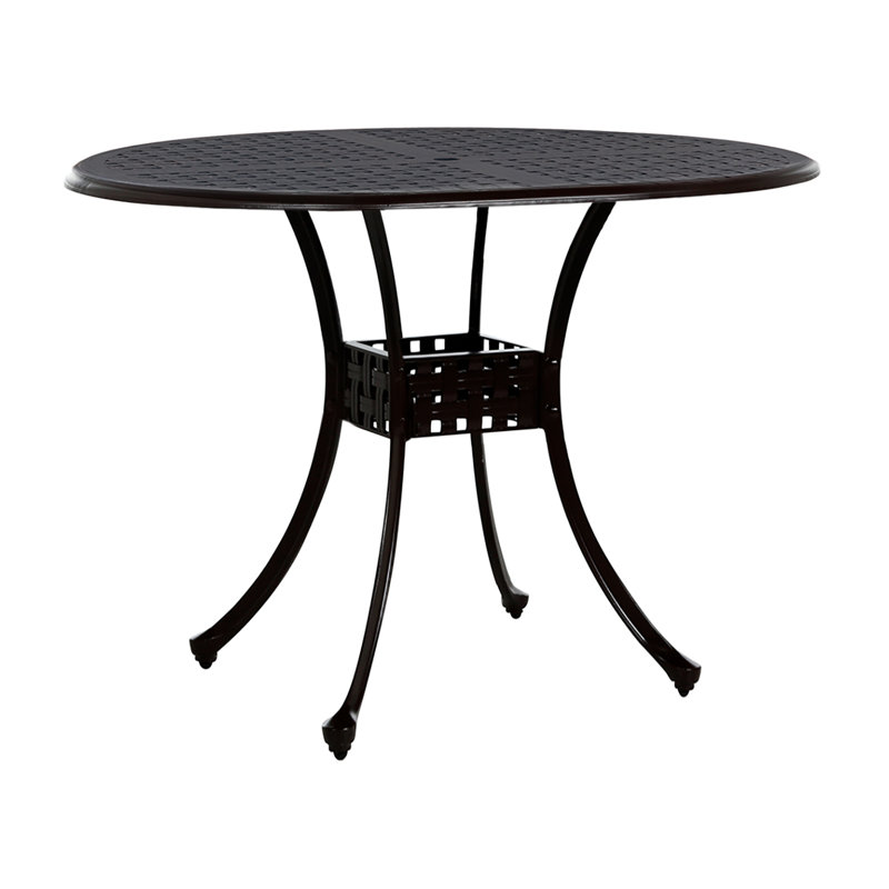 Double Lattice Cast Aluminum Bar Table, Black