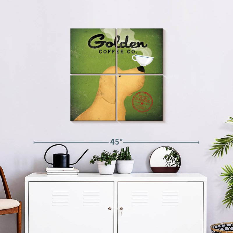 Yarlin Golden Coffee Co sur fond vert, H 26 po x l 26 po