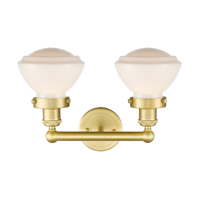 Éclairage pour meuble-lavabo à 2 lumières à intensité variable Almarosa, Or satiné, Blanc mat