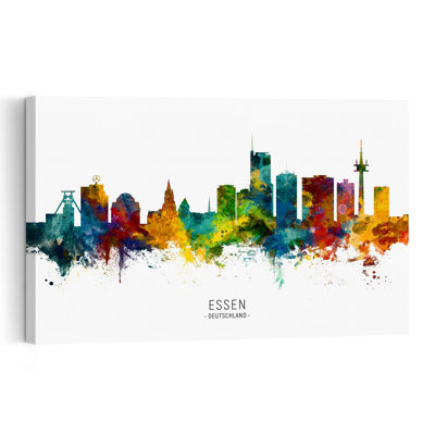 Colorful Essen Germany Skyline Abstract Contemporary Architecture City Wall Art Print