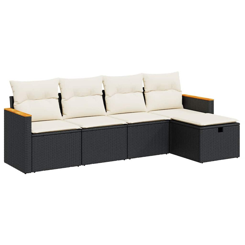 Ensemble de canapé de jardin Vidaxl noir, blanc crème