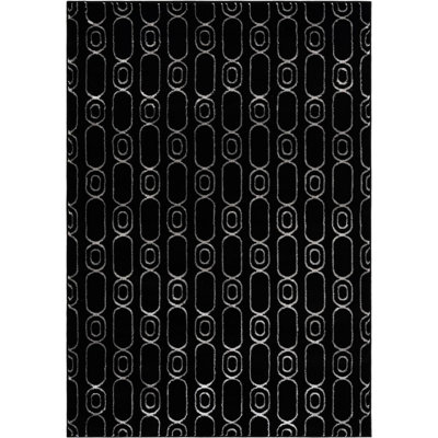 Contemporary Vincente Area Rug Black and Silver Colour