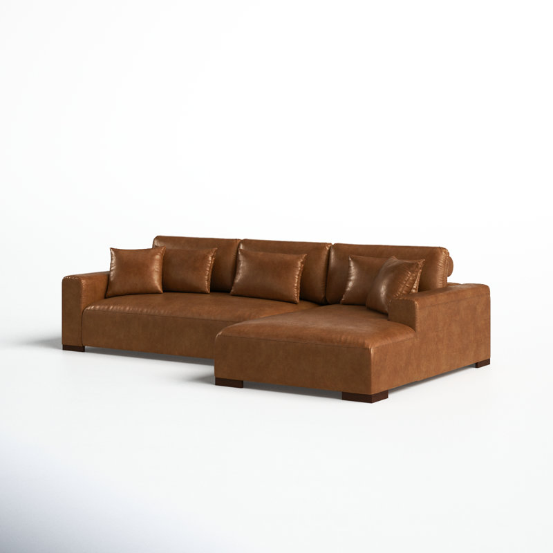 Asyiah Upholstered L-Shaped Sectional, Brown Microfiber/Microsuede, Right Hand Facing
