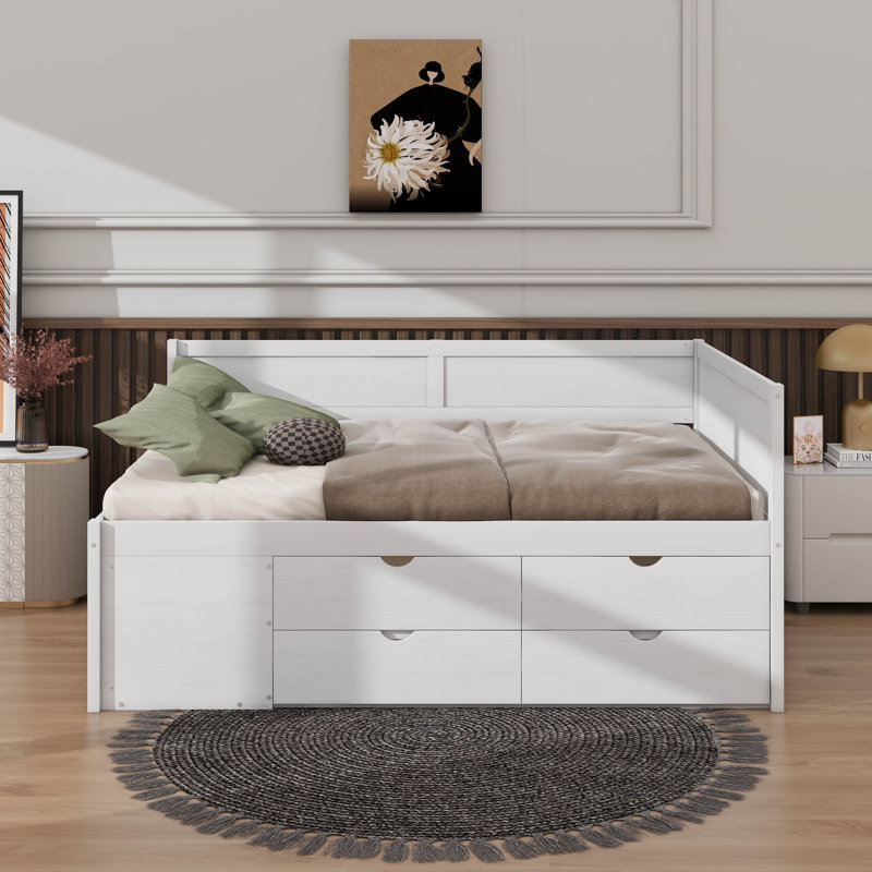 Full Size Daybed With Drawers And Shelves, Walnut
