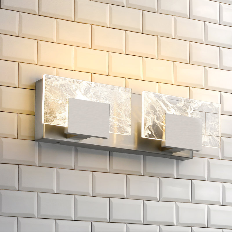 2-Light Modern Bathroom Vanity Light, Nickel