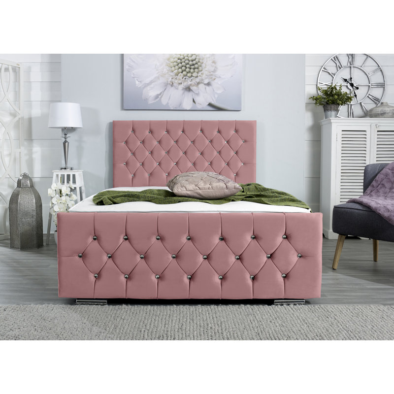 Chesser Upholstered Bed Frame, Super King (6'), Pink