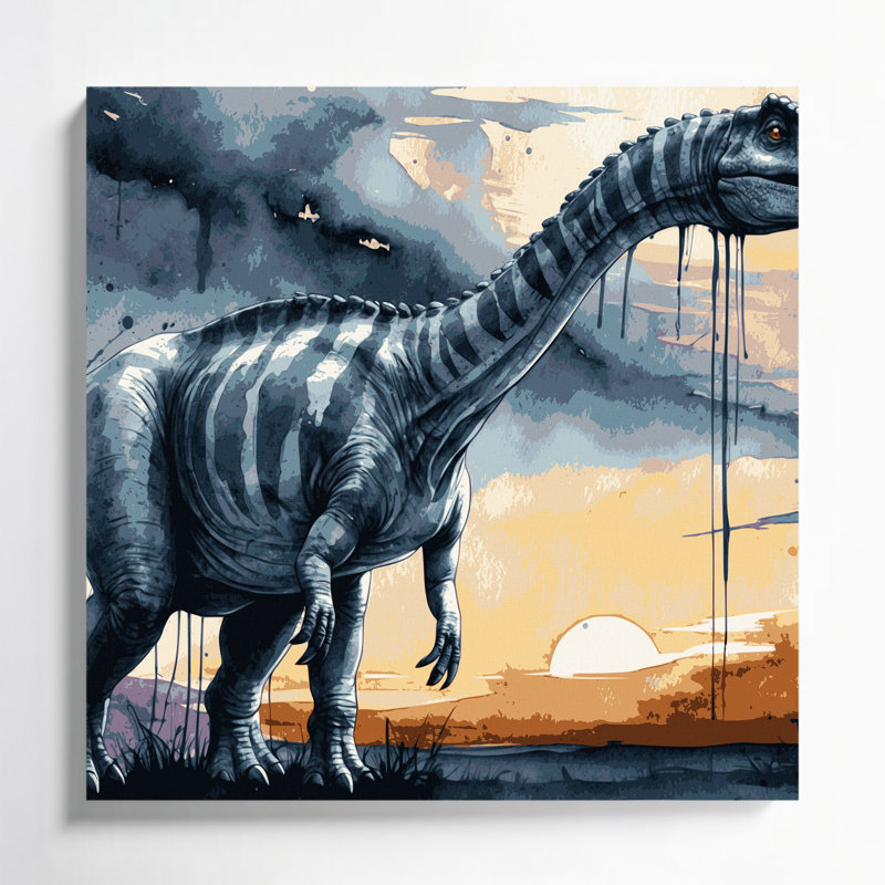 «Dinosaur Brachiosaurus Beige», art mural sur toile, H 16 po x l 16 po