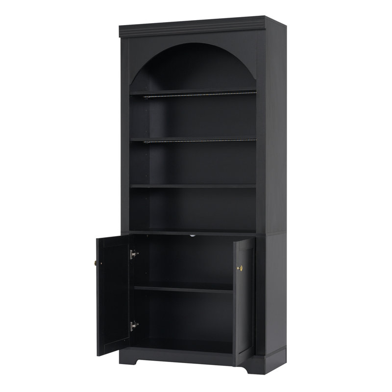 Éclairage DEL Parkersburg avec portes et étagères ouvertes réglables, Noir