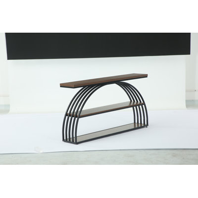 63-inch Console Table For Entryway, Farmhouse Entryway Table With Arched Frame, 3-tier Industrial Sofa Console Behind The Couch For Living Room, Foye