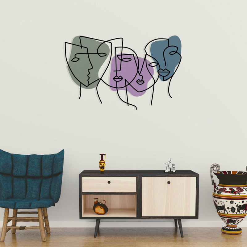 Accessoire mural décoratif en métal (2 pièces), peint à la main, 12,6 po x 36,2 po x 1,6 po | Fabrication 100% métal, poids léger de 7,5 lb | Décoration intérieure unique, ajoute du caractère à n'importe quelle pièce