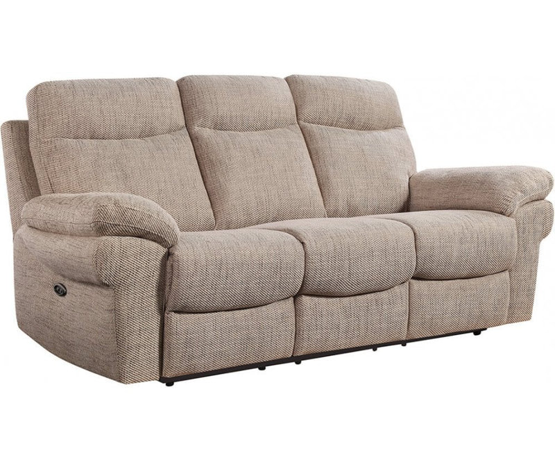 Casolo Fabric Electric Recliner 3 Seater Sofa, Caramel