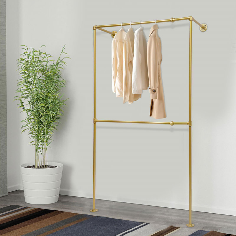 Adisynn 47.2'' Metal Wall Mounted Clothes Rack