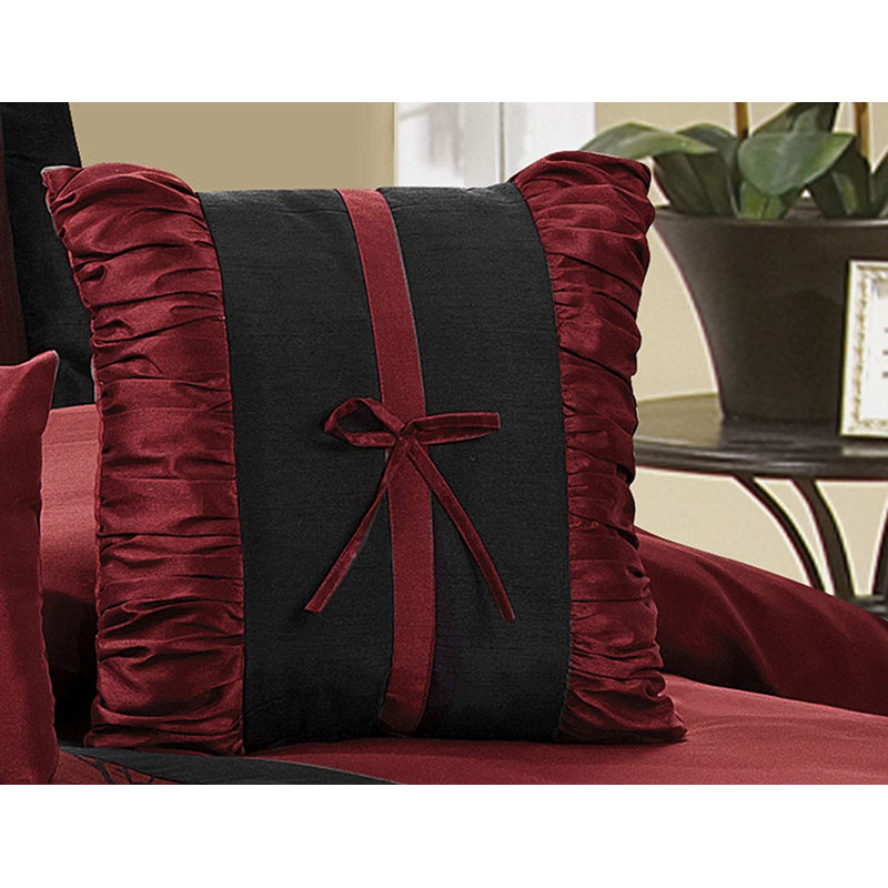 Dolmen Traditional Polyester Floral Comforter, Queen Comforter + 6 Additional Pieces, Burgundy