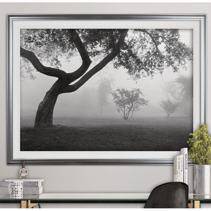 « into the brume », reproduction de peinture à l’acrylique encadrée, Argent, H 30 po x l 40 po x P 1,5 po