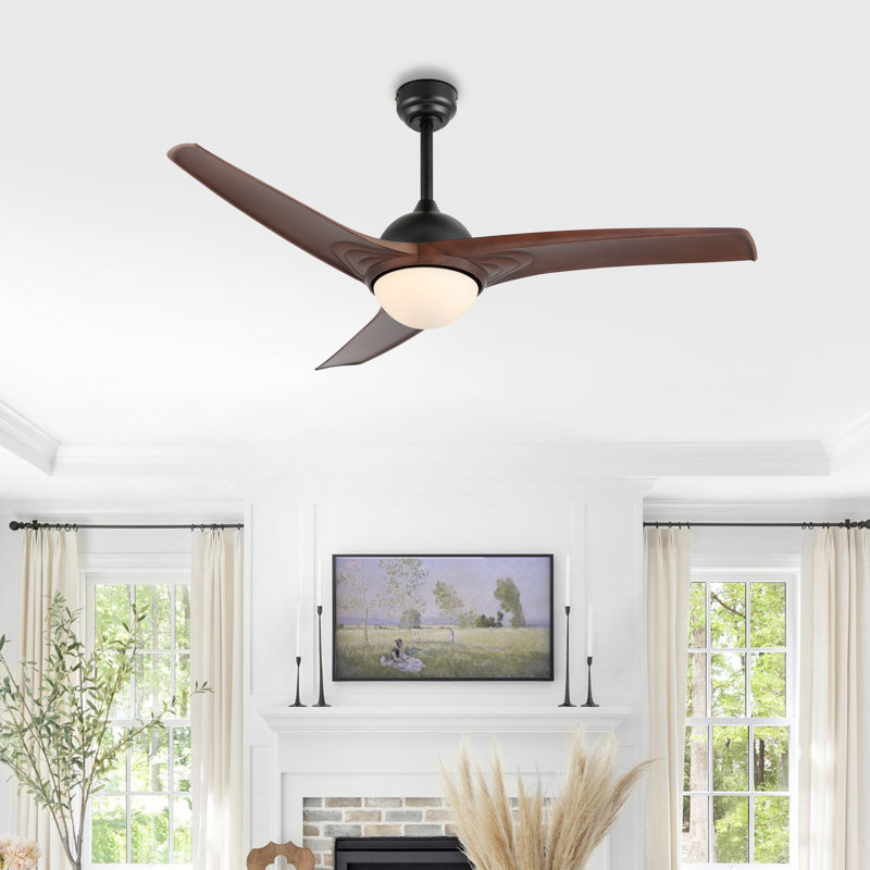 Ventilateur de plafond à 52 pales 52 po avec télécommande et ensemble d'éclairage inclus Clorice, Brun pâle