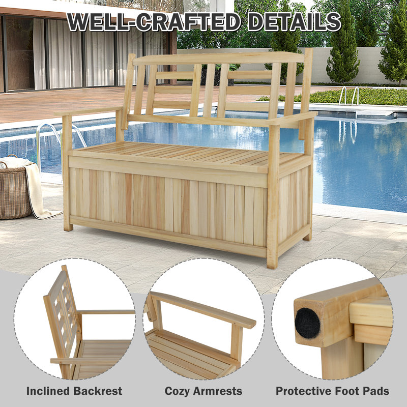 Solid Wood Outdoor Bench, Yellow