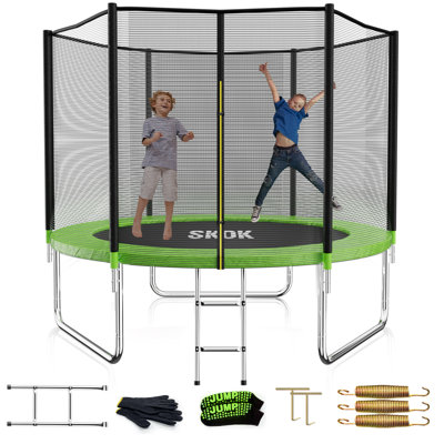 Trampoline SKOK 8FT pour adultes et enfants, capacité de 400 lb, trampoline récréatif robuste avec enceinte, échelle