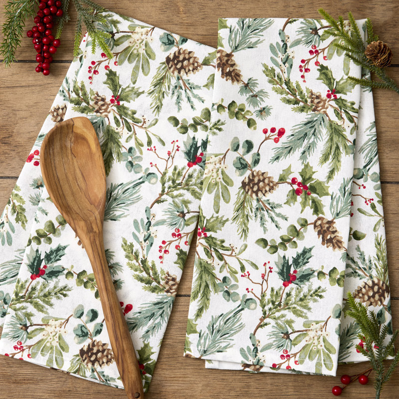 Holiday Sprigs Printed Dishtowel Set/2