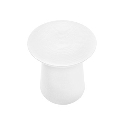 White Metal Accent Side Table - 22" High, Drum, End, Nightstand For Living Area, Side, & Bedroom, Space