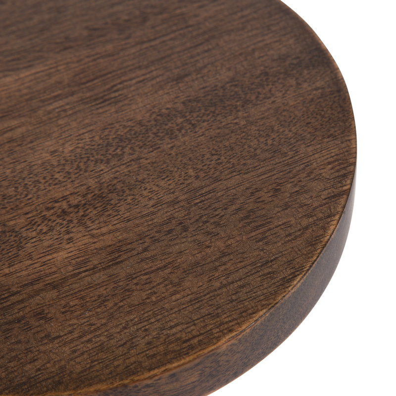 Table de bout à piédestal en bois massif Anike, Brun