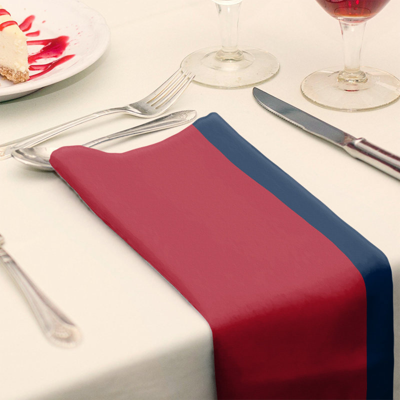 Striped Square Napkin, 22" x 22", Red/Blue/Black, Cotton Twill