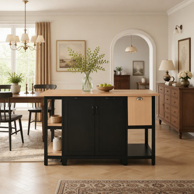 Freestanding Kitchen Island with Storage Drawers, Cabinets, and Open Shelves, Ideal for Modern and Farmhouse Kitchens