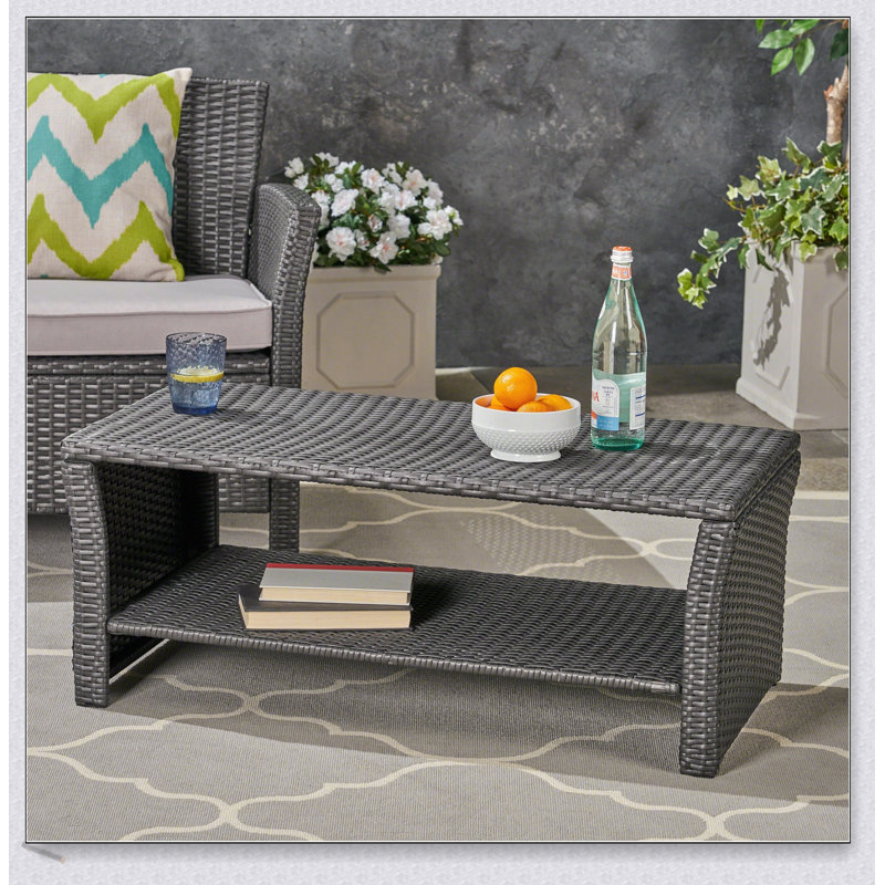 ST LUCIA Outdoor Wicker Coffee Table, Durable And Stylish Patio Furniture For Modern Outdoor Living Spaces