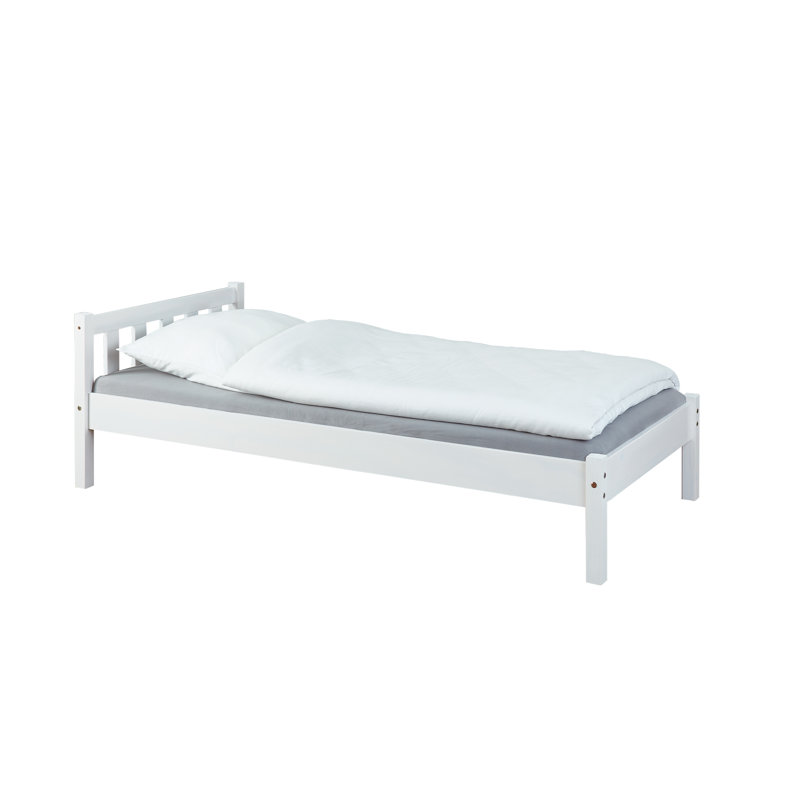 Berlyn DE Size - 140 X 220 Cm Solid Wood Bed, White, European Single (90 x 200cm)