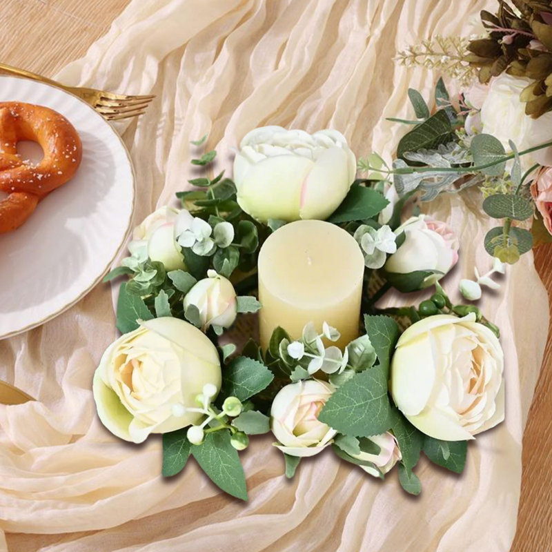 Couronne de 4 petites bougies roses, Beige