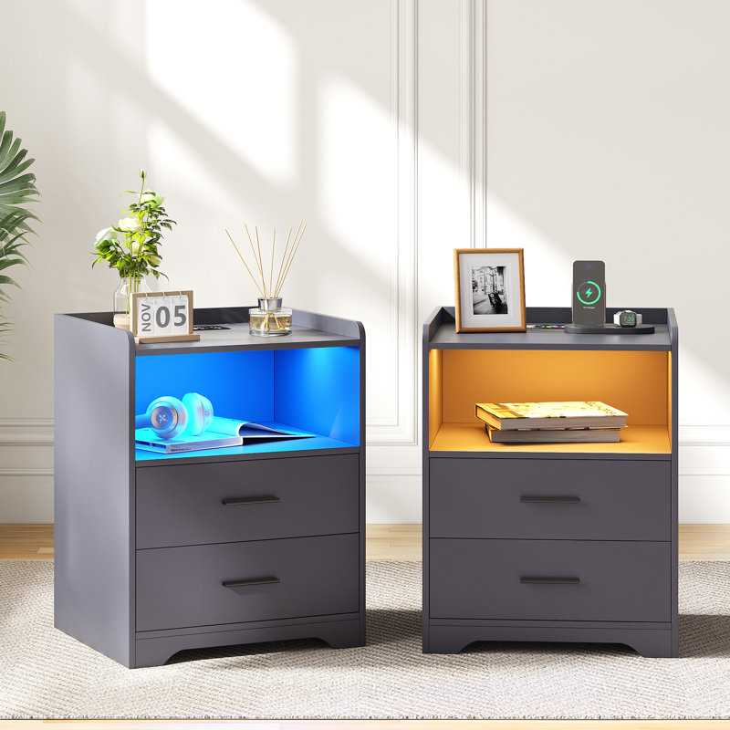 17.7'' W 2 - Drawer Nightstand, Gray
