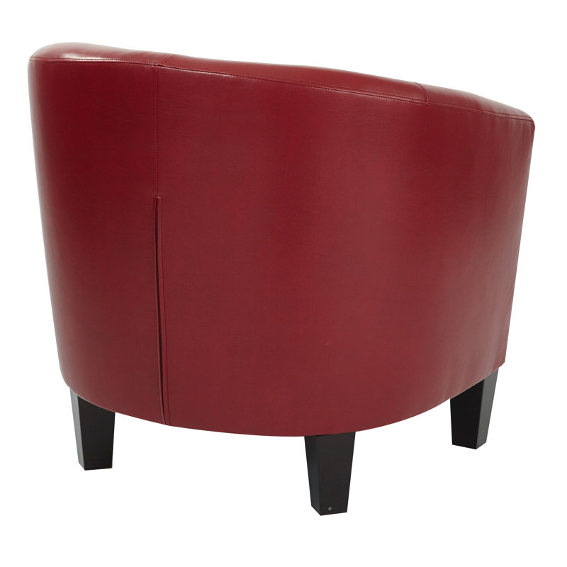Slaven Faux Leather Barrel Chair, Cranberry Faux Leather