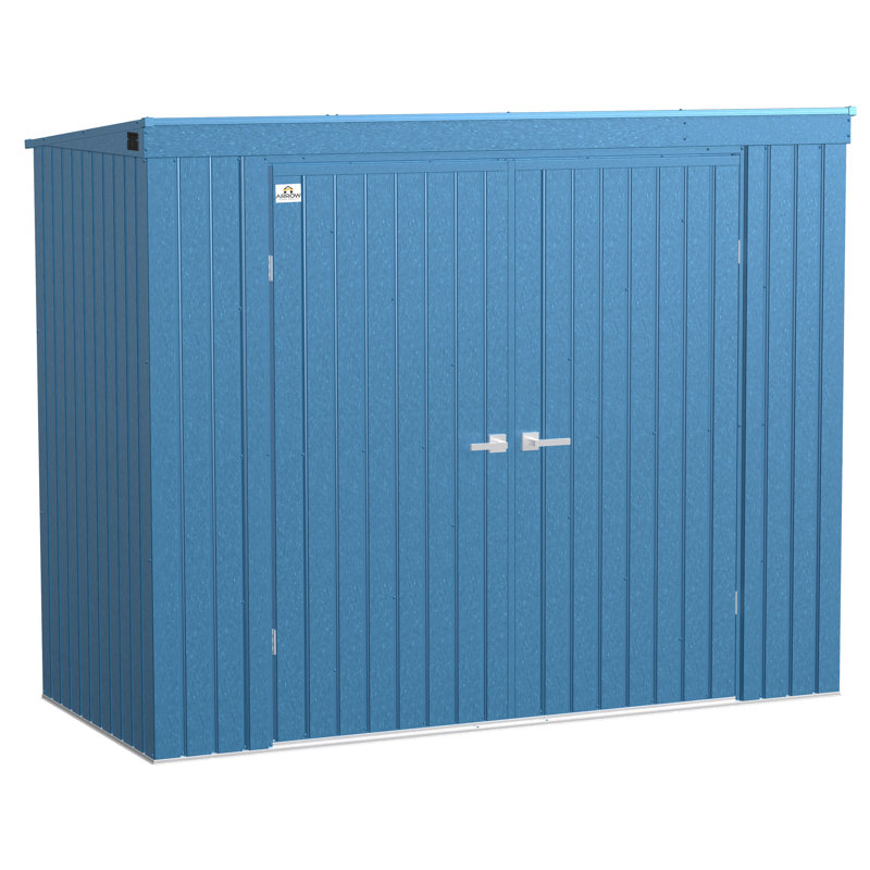 Elite 8 ft x 4 ft Blue Grey Galvanized Steel Storage Shed