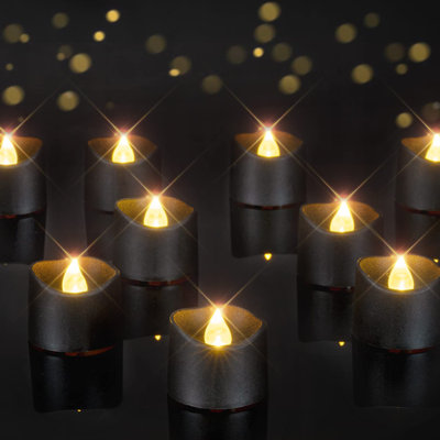 Black Tea Lights Candles Battery Operated, 24-pack Flameless Votive Candles, 200+hours Flickering Led Candles Colored Tealights Candles For Halloween, -  The Holiday AisleÂ®, 48D247274C2140CD85892C0A1574EBEC