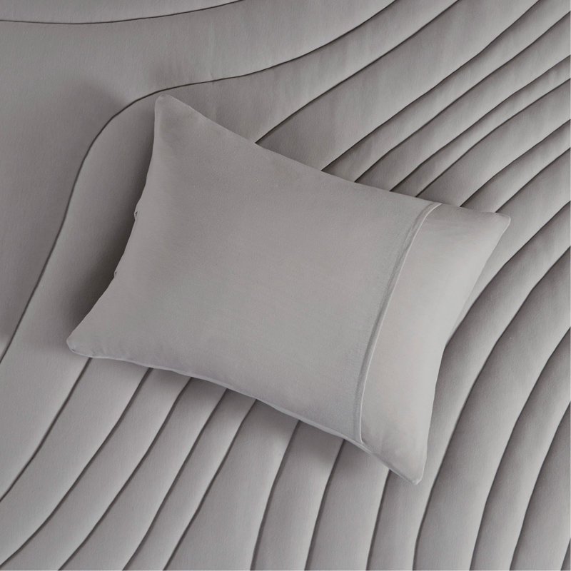 Ensemble d'édredon 3 pièces en poly, Gris, Édredon double + 3 pièces supplémentaires