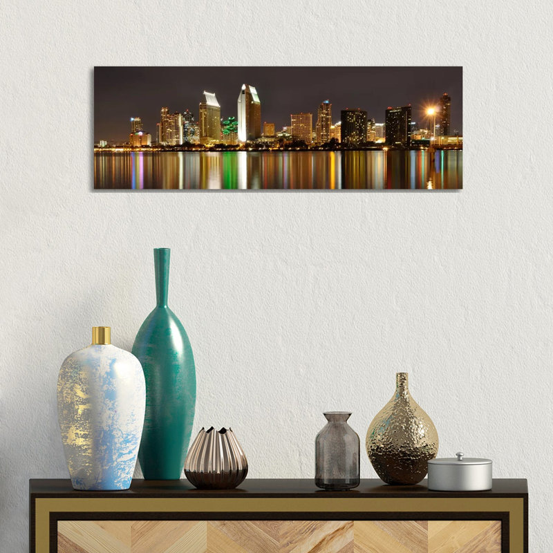 San Diego Skyline Cityscape (Night) - Wrapped Canvas Panoramic Print, 30.48 cm H x 91.44 cm W x 1.91 cm D