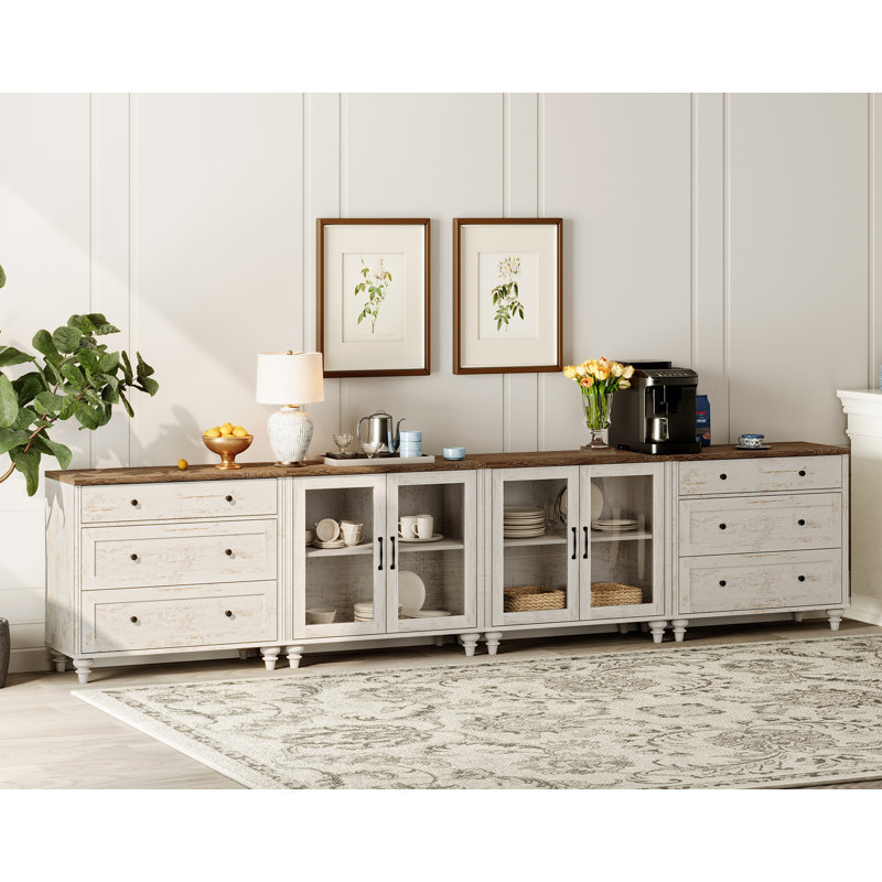 Scarlett 135.4'' Sideboard, Rustic White/Brown