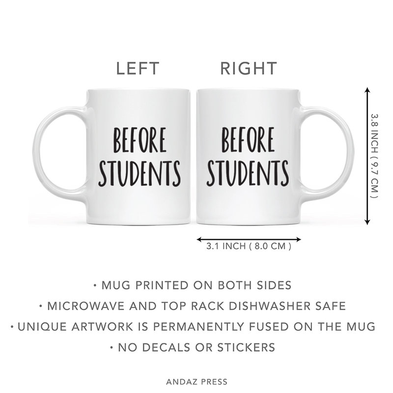Tasse à café et gobelet à vin Funny Teacher Appr appréciation - Avant les étudiants, après les étudiants, paquet de 2