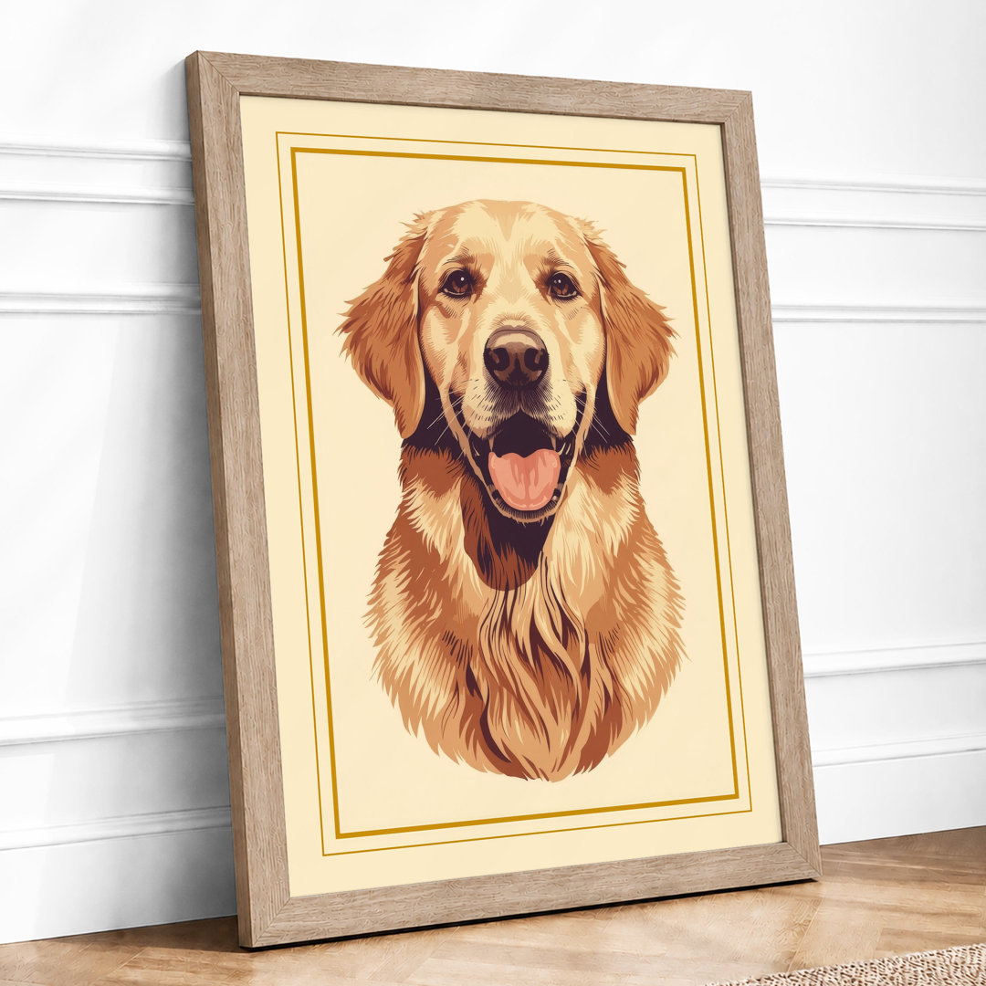 Golden Retriever Portrait Modern - Framed Print