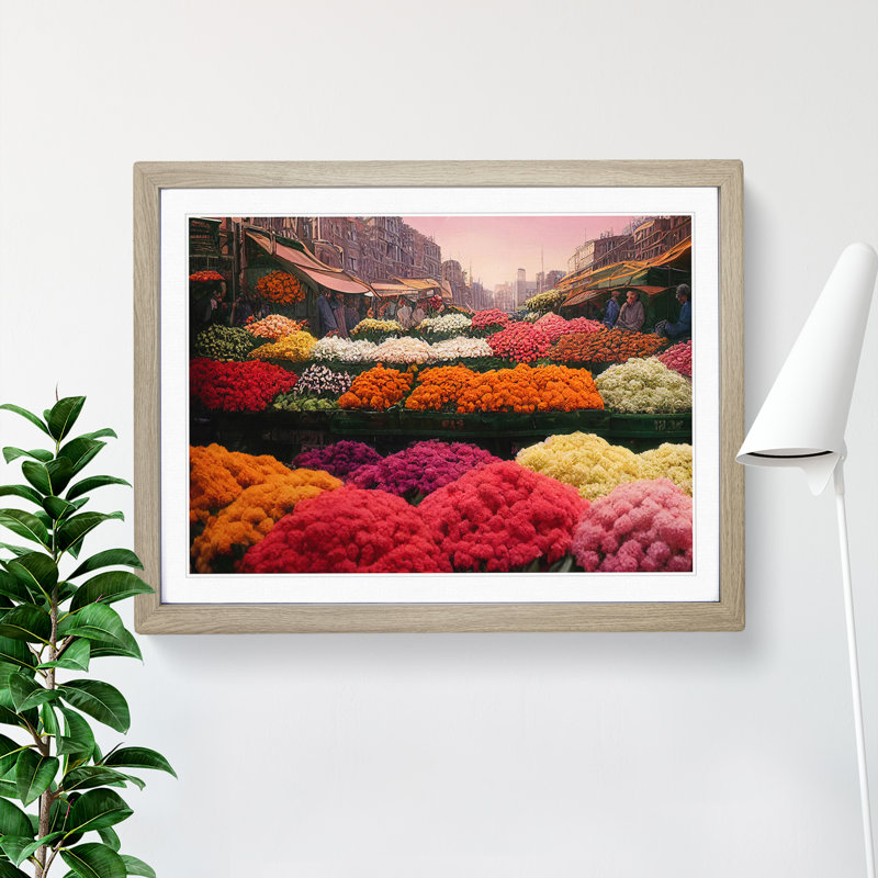A Flower Market Vol.3 - Single Picture Frame Print, Oak Framed, 46cm H x 64cm W x 2cm D