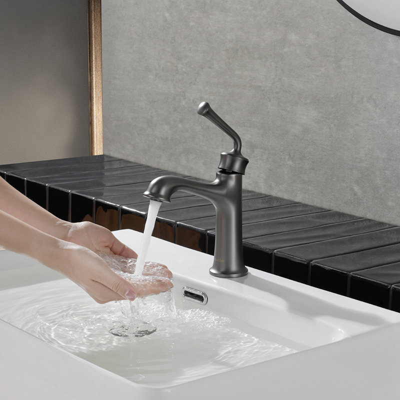 Single-Hole Single-handle Bathroom Faucet with Drain Assembly, Black Stainless