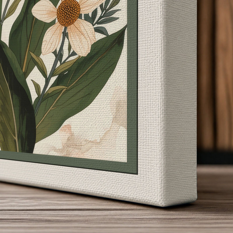 Flowering Study Botanical - Wrapped Canvas, 24x16 - 61.0 x 40.6 cm, Cream Border