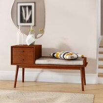 Mid-Century Solid Wood Entryway Bench, 56.25 Inch Large Bench for Entryway,  Bedroom, Living Room, 400 lb. Weight Capacity, Easy Assembly – Plank+Beam