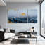 «Golden Ship On Stormy Ocean Waves», ensemble de 3 impressions sur toile-205394872