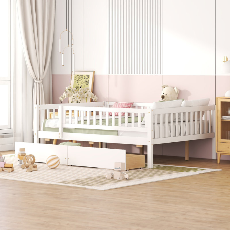 Daybed Wood Bed With Two Drawers, Full/Double, White