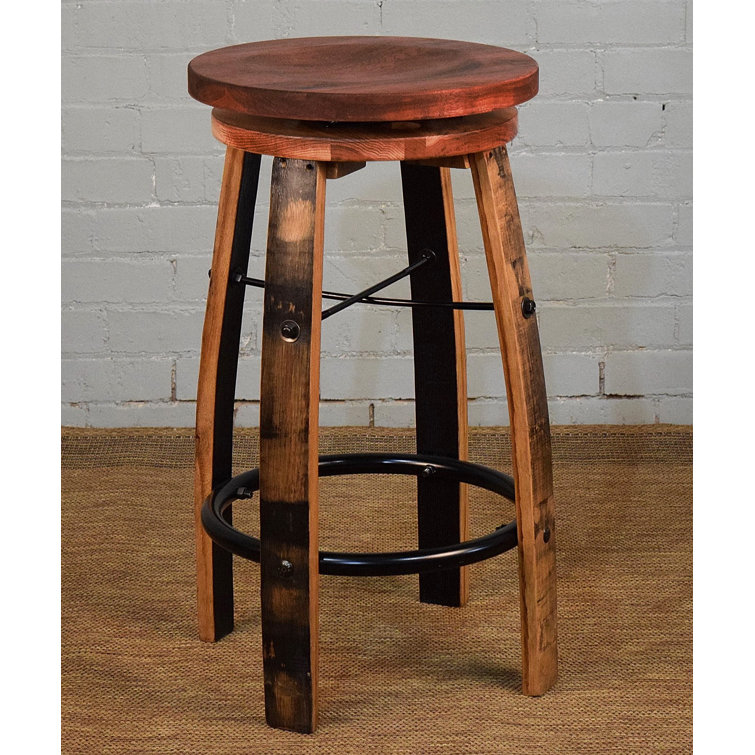 Whiskey Barrel Stave Bar Stool With Wooden Swivel Seat, FREE SHIPPING Made  in the USA 