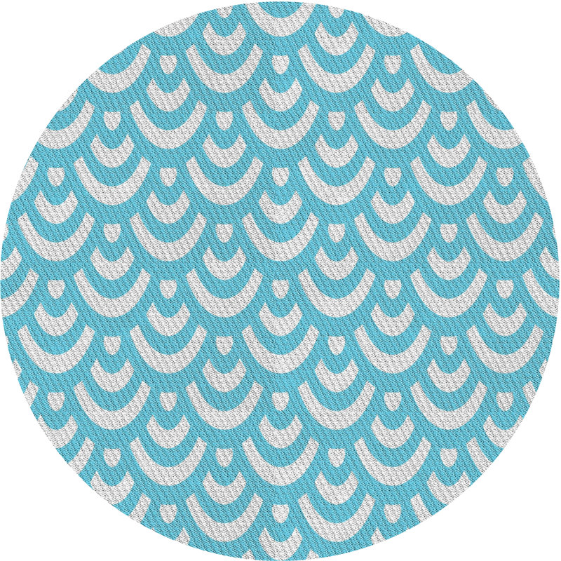 Tapis de surface à motif bleu, Rond 3 pi