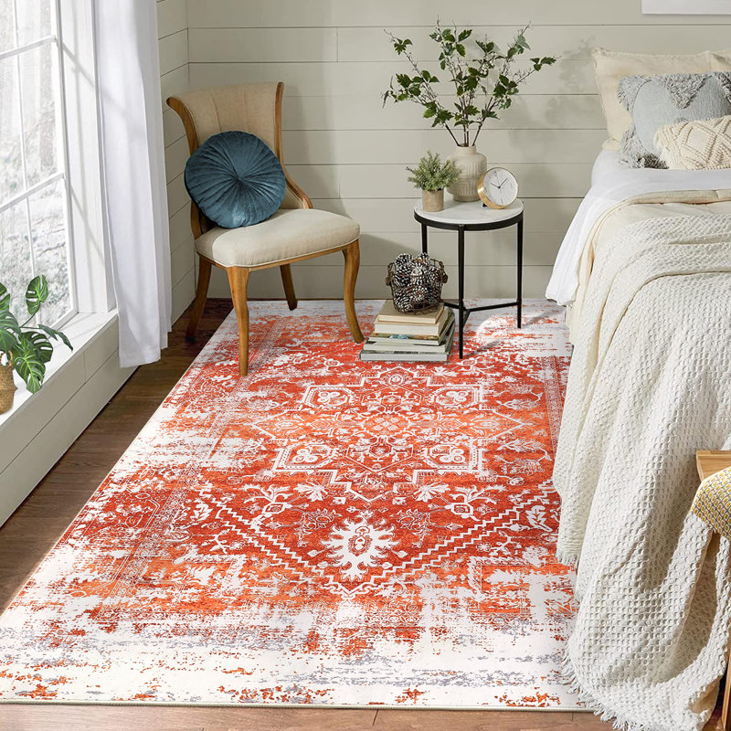 Floral Linen 78.7cm X 114.17cm Area Rug