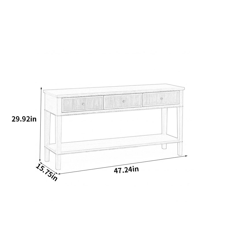 Armoire d'entrée de style américain rétro, H 29,92 po x l 47,24 po x P 15,75 po, Noyer