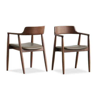 Nut-brown Solid back side Chair(Set of 2)