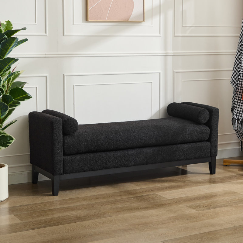Banc rembourré l 66,32 po Saakshi, Noir, noir, noir, noir, Noir, noir, noir, noir